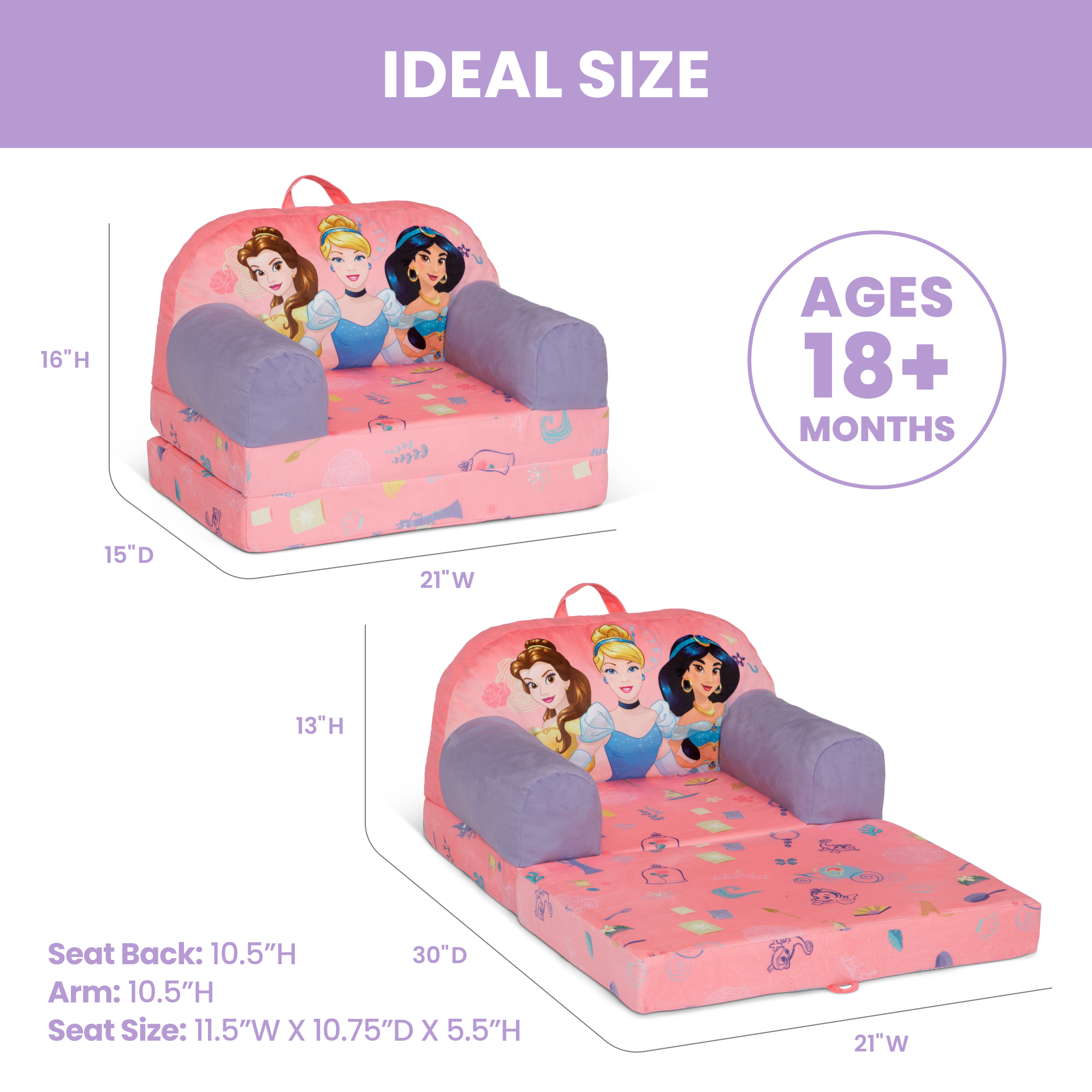 Princess Cozee Buddy Flip-Out Chair | Delta Children